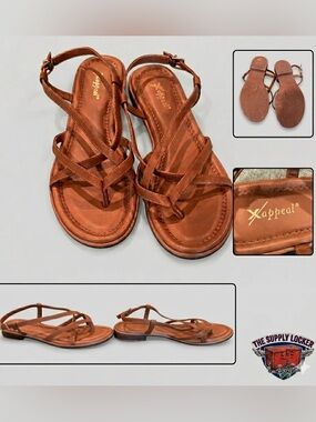 Xappeal Brown Strappy Flat Sandals Women’s Size 9 Buckle Slingback